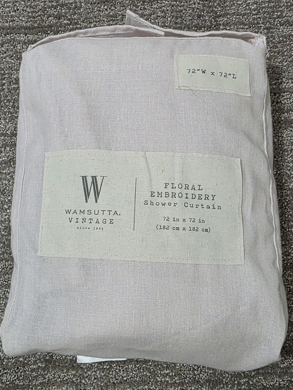 New Ivory Wamsutta Vintage Embroidered Shower Curtain Poly & Linen Fabric 72x72